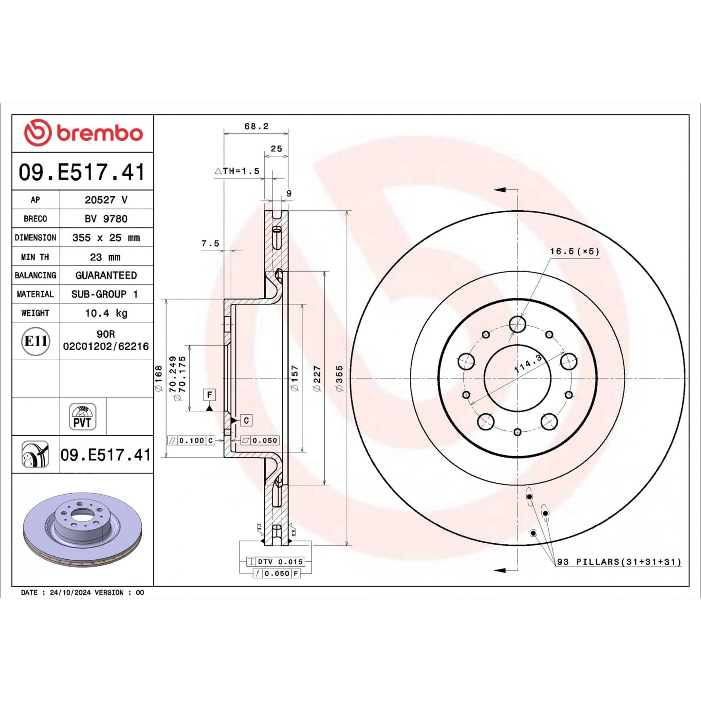 Bremsscheibe BREMBO 09.E517.41