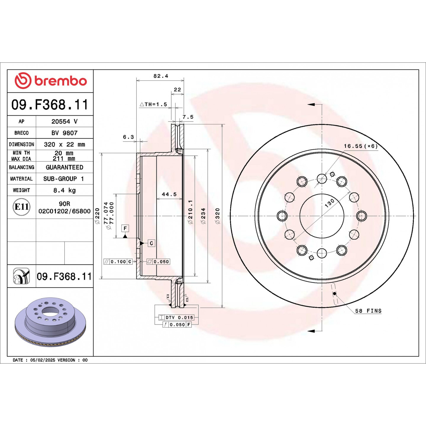 Remschijf BREMBO 09.F368.11