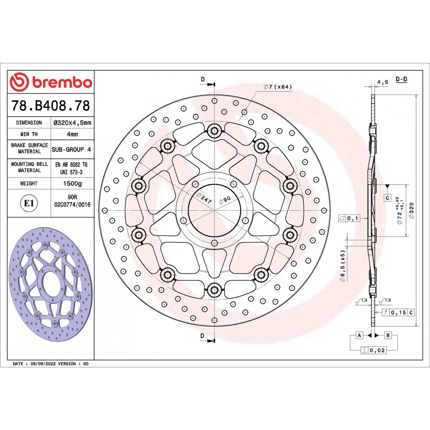 Bremsscheibe Brembo 78B40878