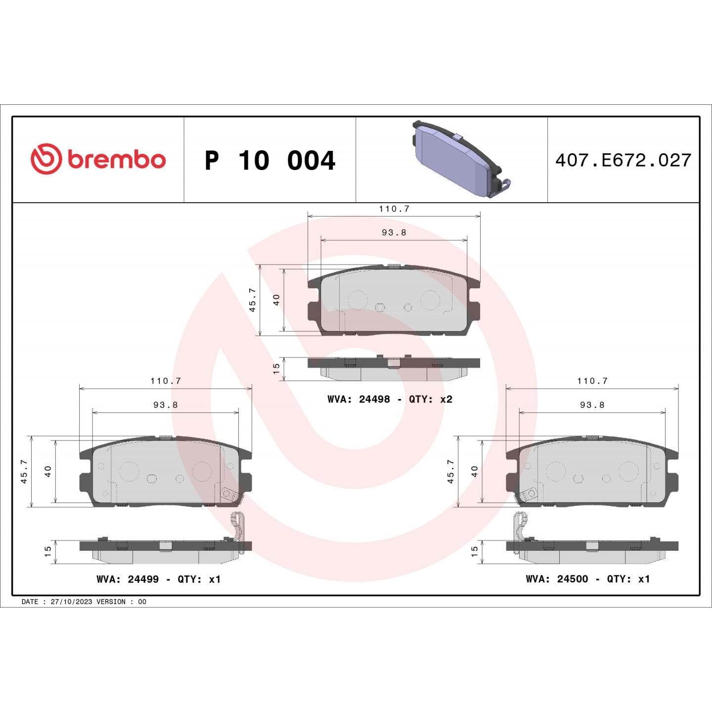 Bremseklodser BREMBO P 10 004
