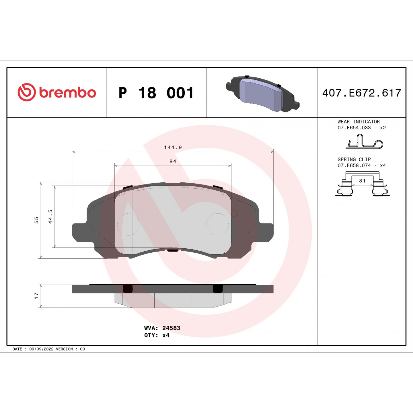 Bremseklodser BREMBO P 18 001