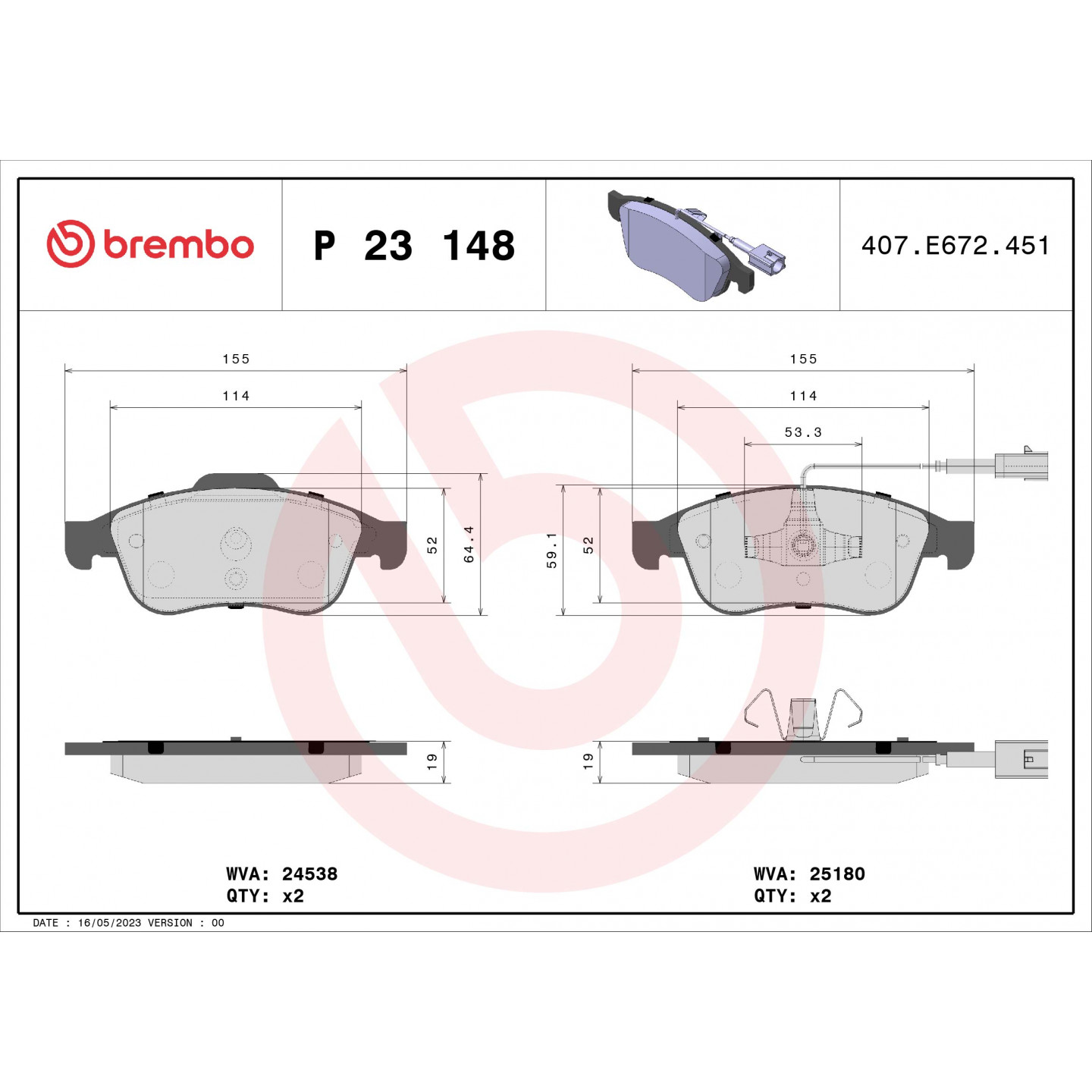 37774 A.B.S. Kit pastiglie freni con sensore usura integrato 37774