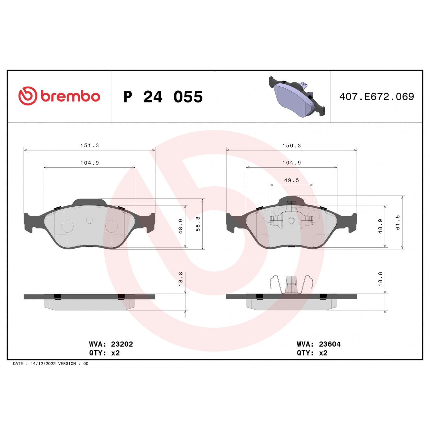 Bremseklodser BREMBO P 24 055