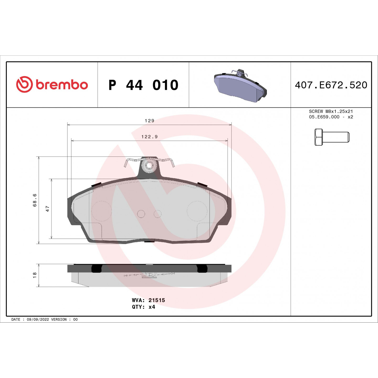 Bremseklodser BREMBO P 44 010