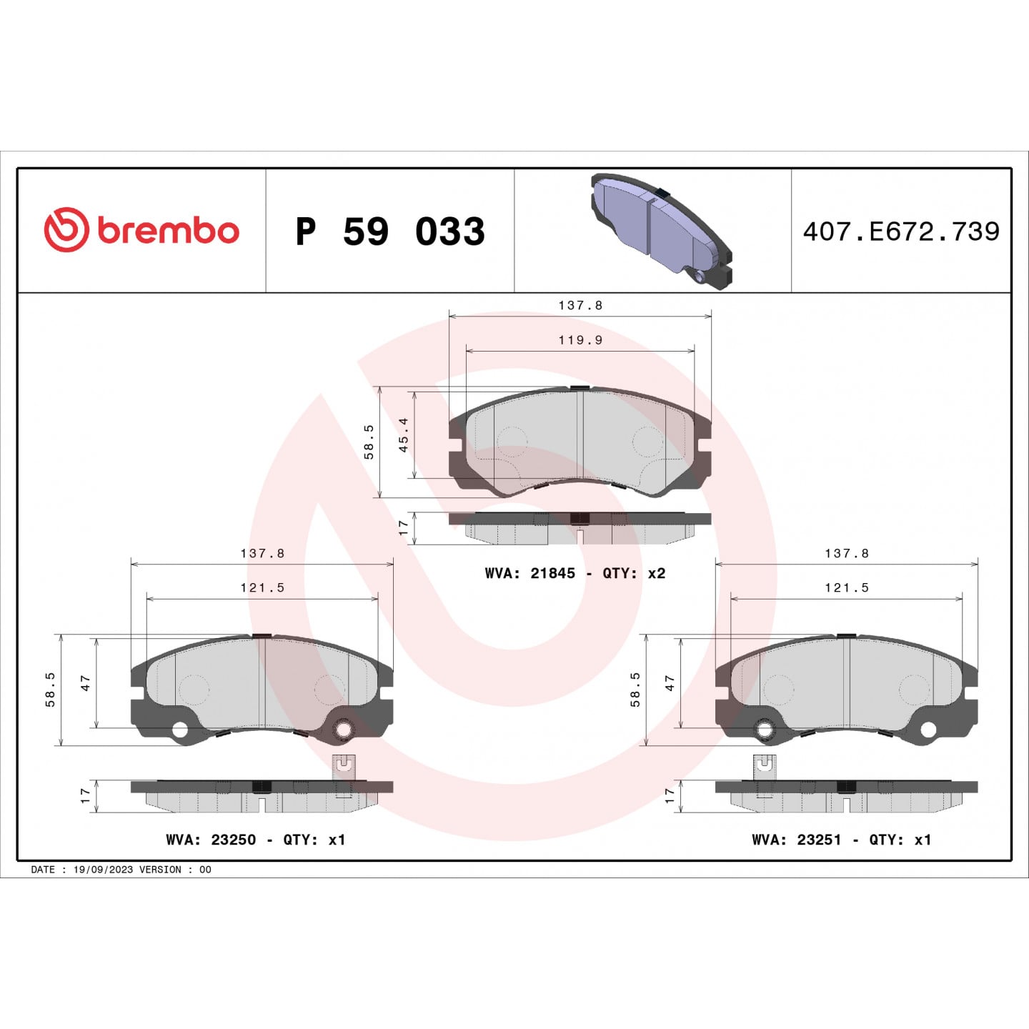 Bremseklodser BREMBO P 59 033