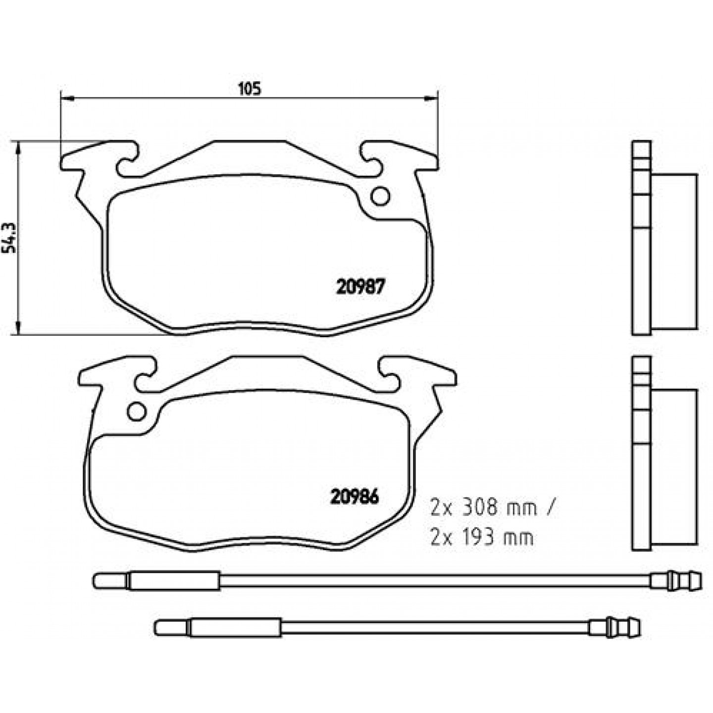 Sada brzdových destiček, kotoučová brzda BREMBO P 61 044