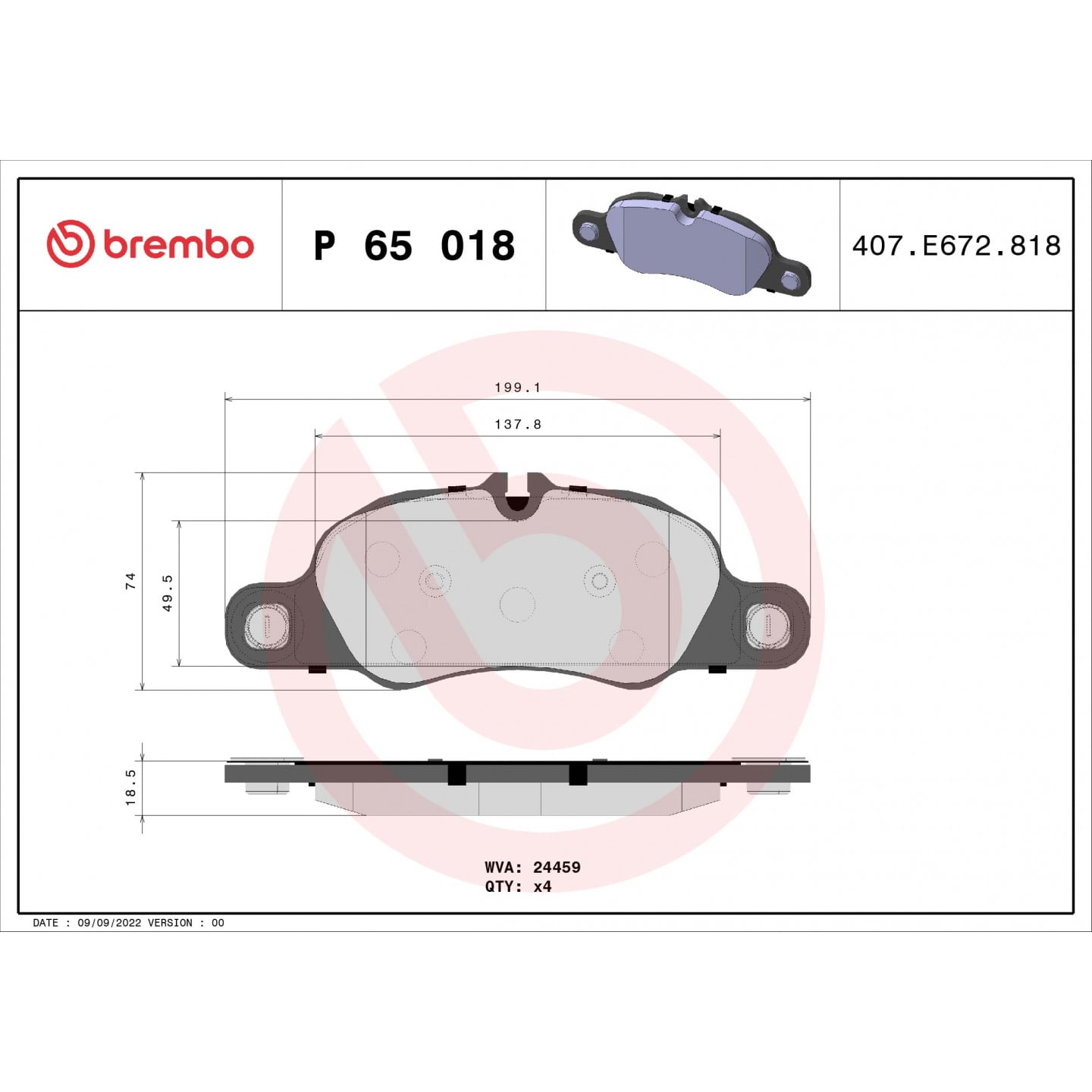 Bremseklodser BREMBO P 65 018