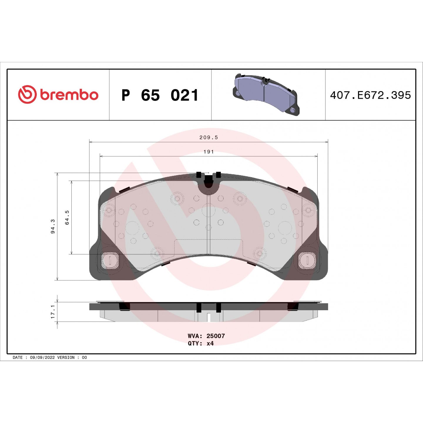 Sada brzdových destiček, kotoučová brzda BREMBO P 65 021