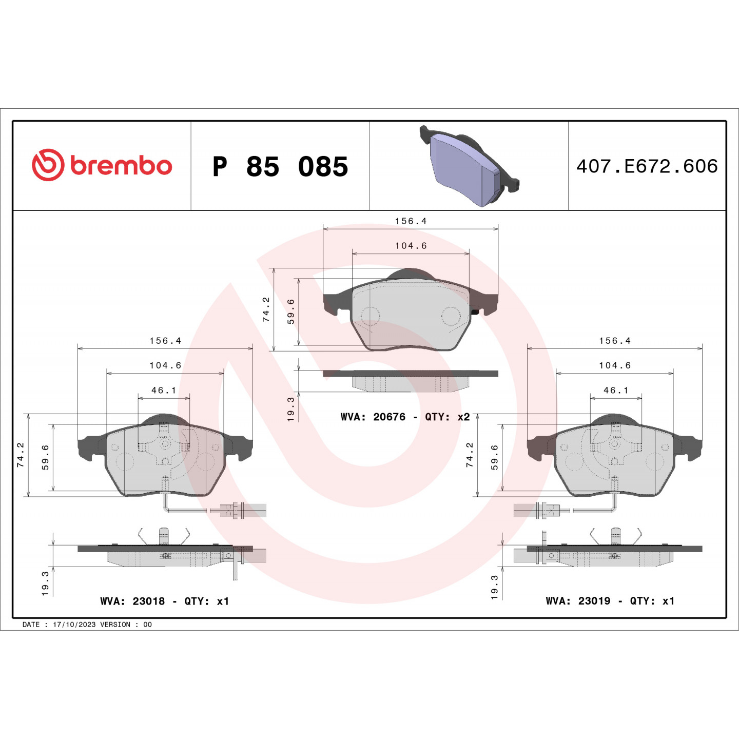 Bremseklodser BREMBO P 85 085