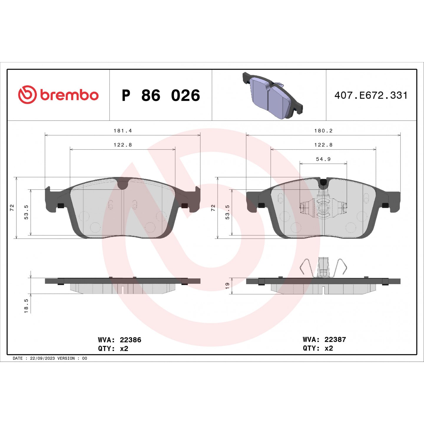 Bremseklodser BREMBO P 86 026