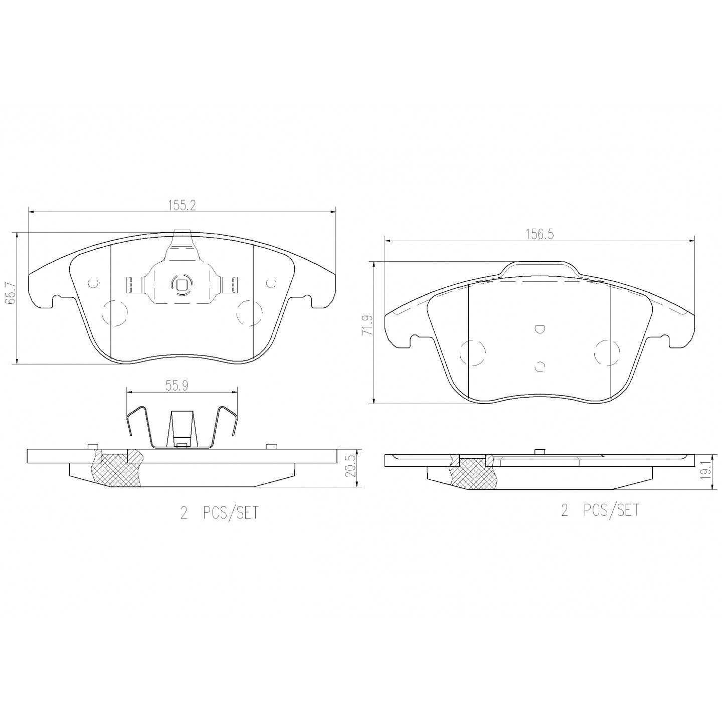 Remblokkenset, schijfrem BREMBO P44020NX