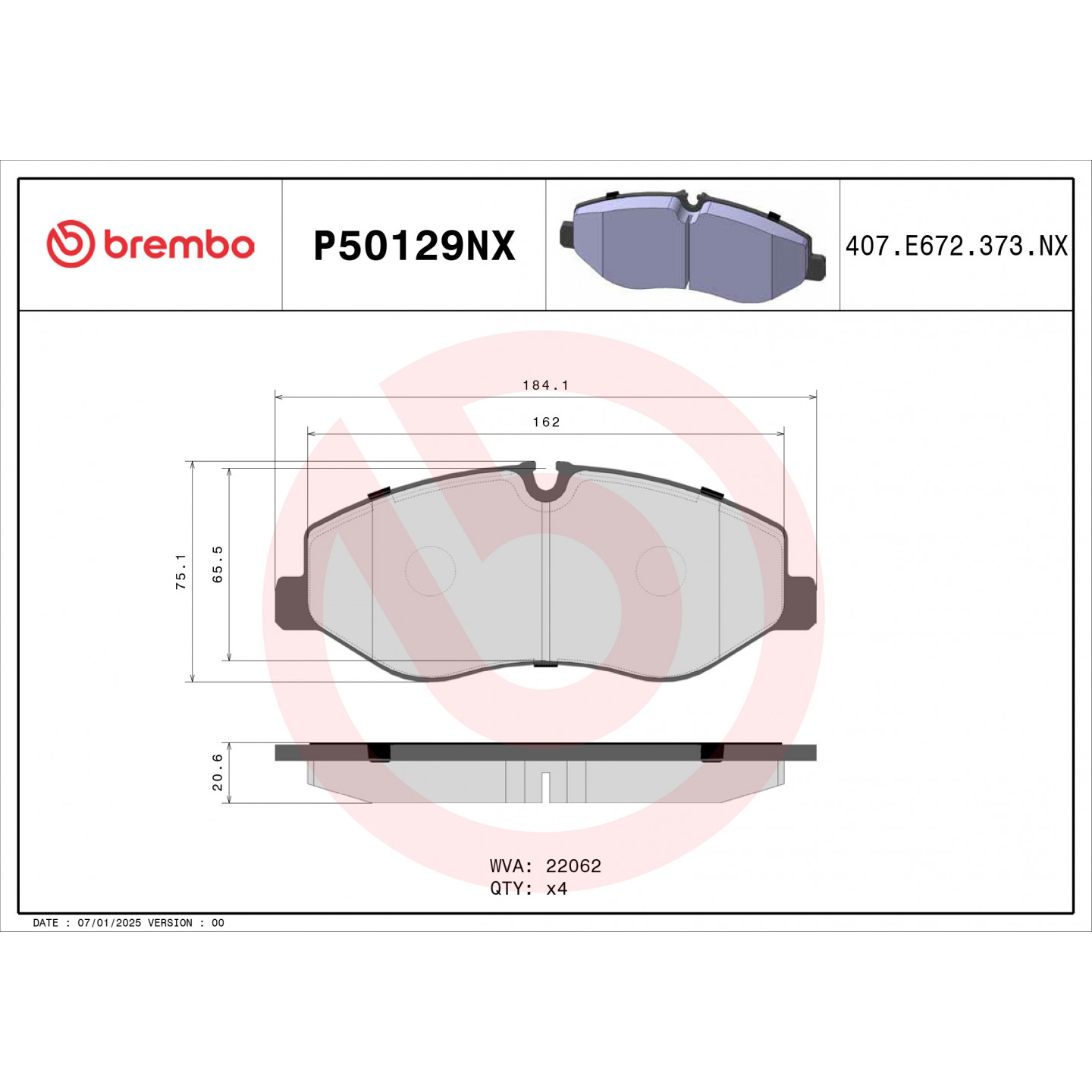 Remblokkenset, schijfrem BREMBO P50129NX