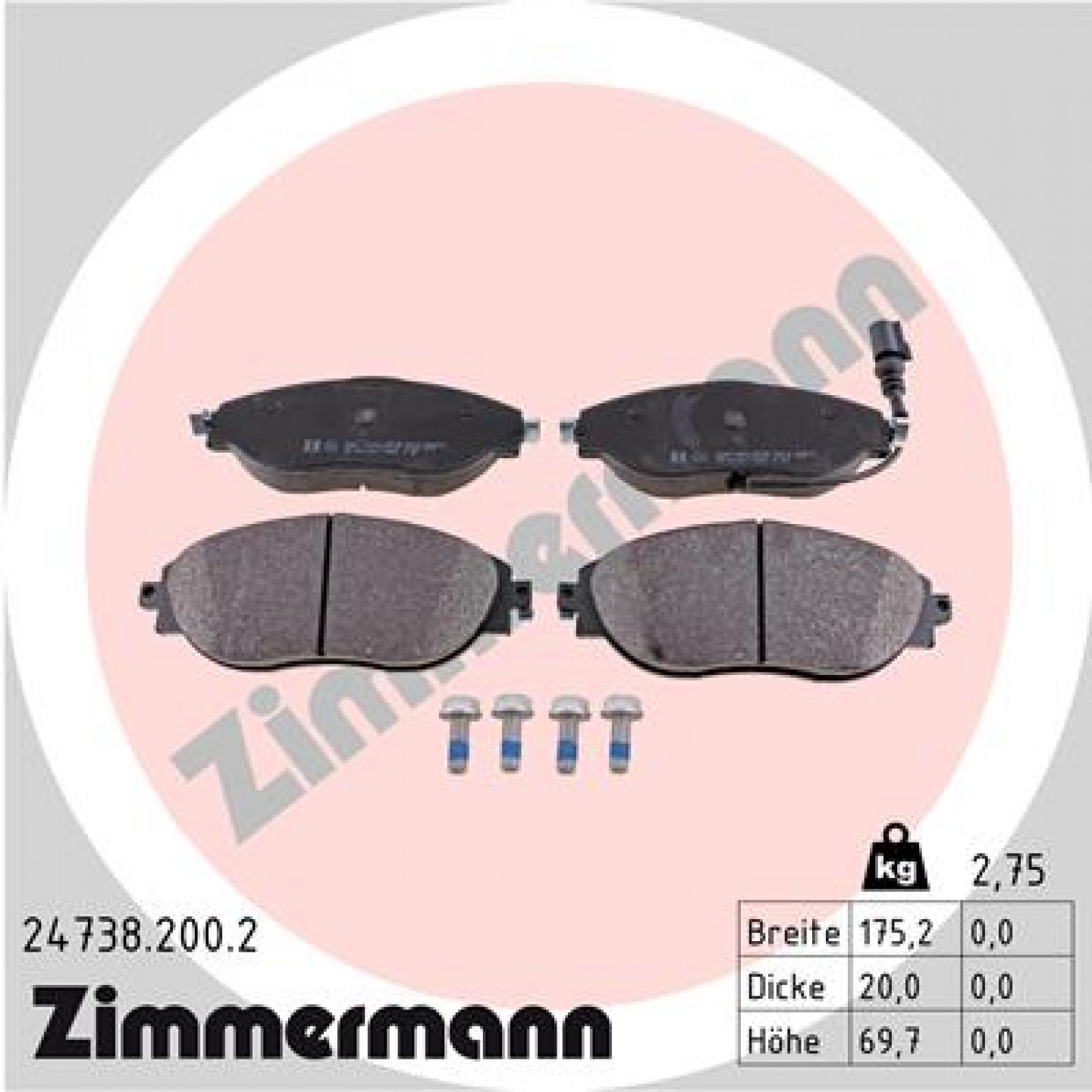 Sada brzdových destiček, kotoučová brzda ZIMMERMANN 24738.200.2
