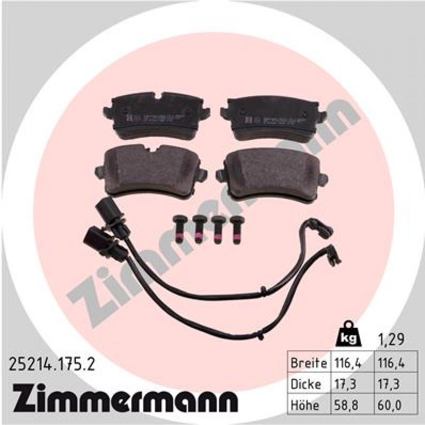 Sada brzdových destiček, kotoučová brzda ZIMMERMANN 25214.175.2
