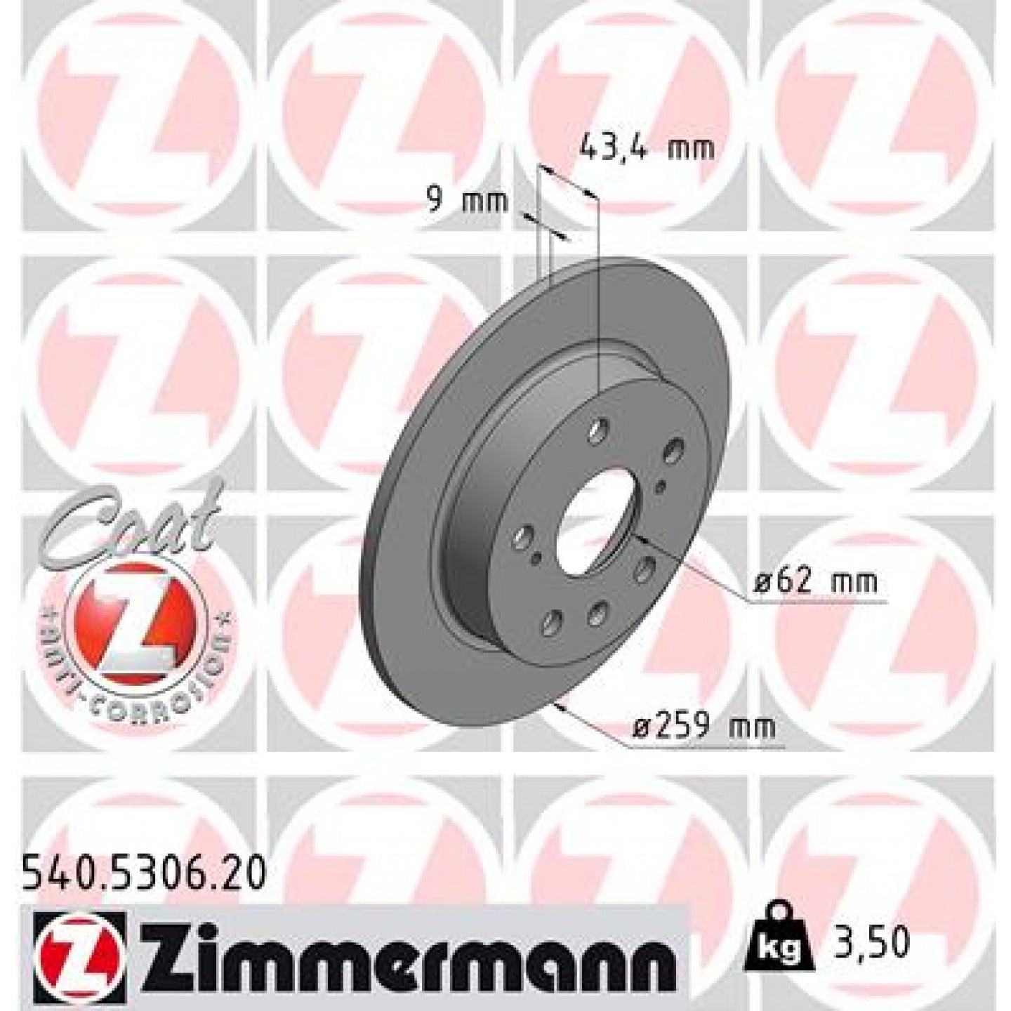 Brzdový kotouč ZIMMERMANN 540.5306.20