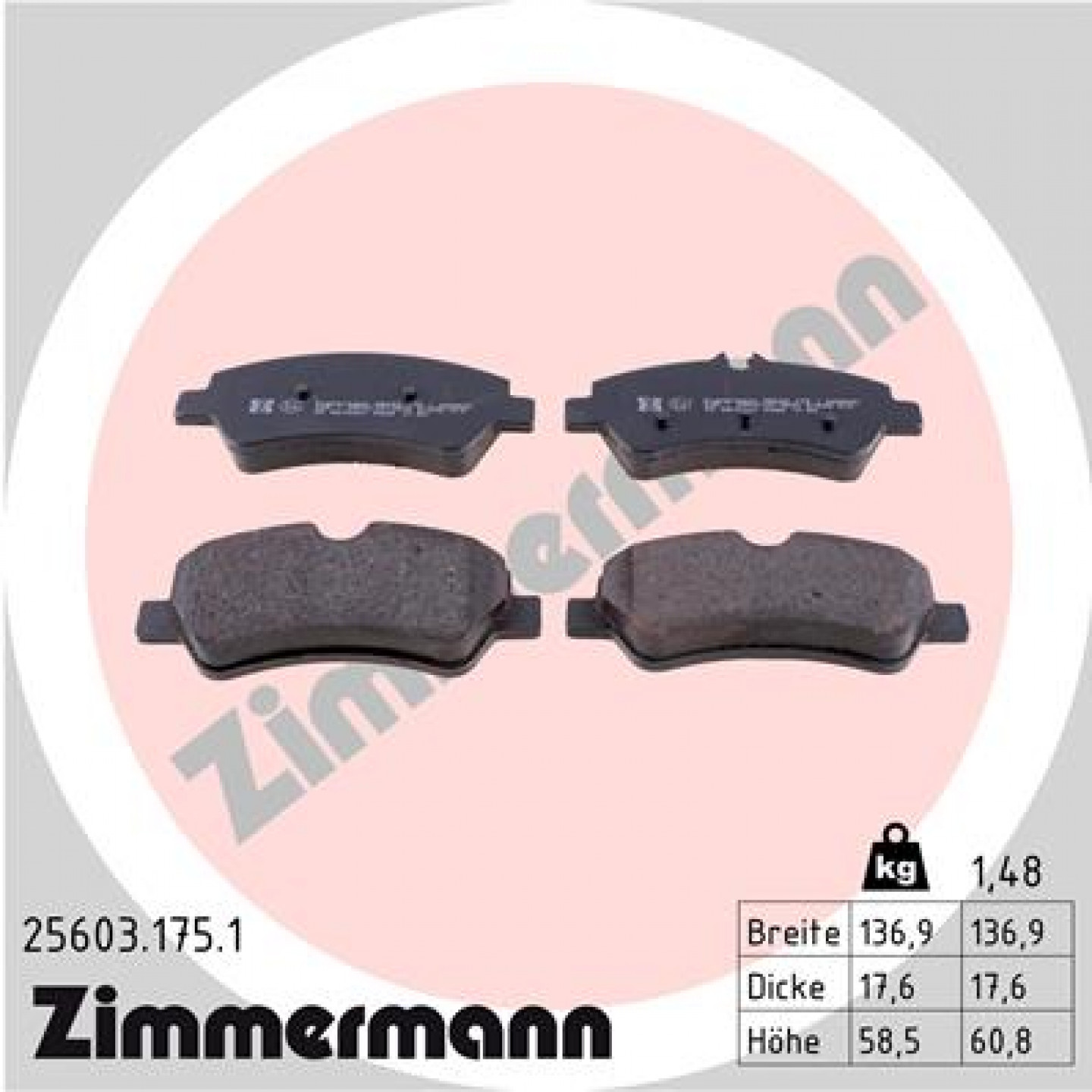 Kit pastiglie freno, Freno a disco ZIMMERMANN 25603.175.1