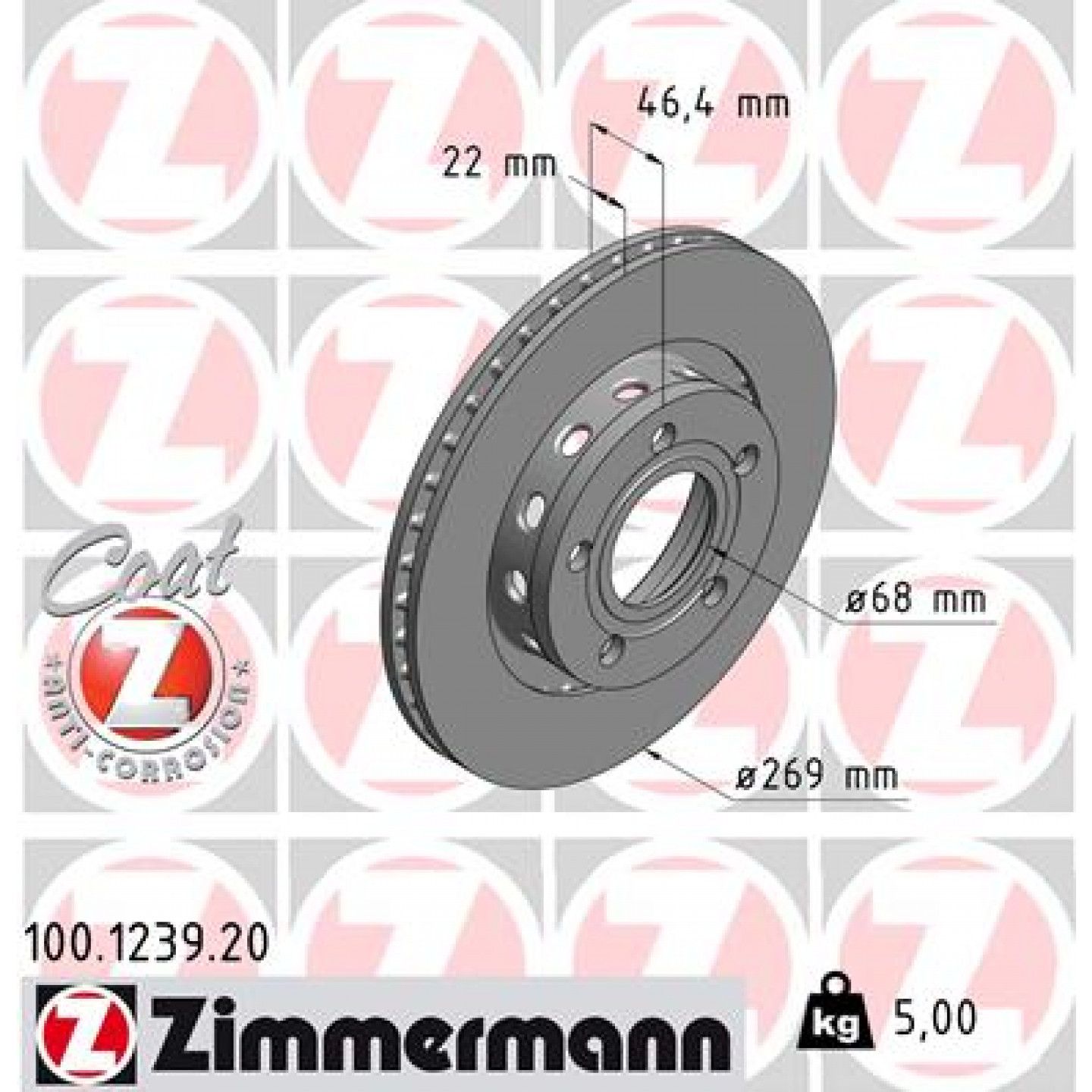 Bremseskive ZIMMERMANN 100.1239.20