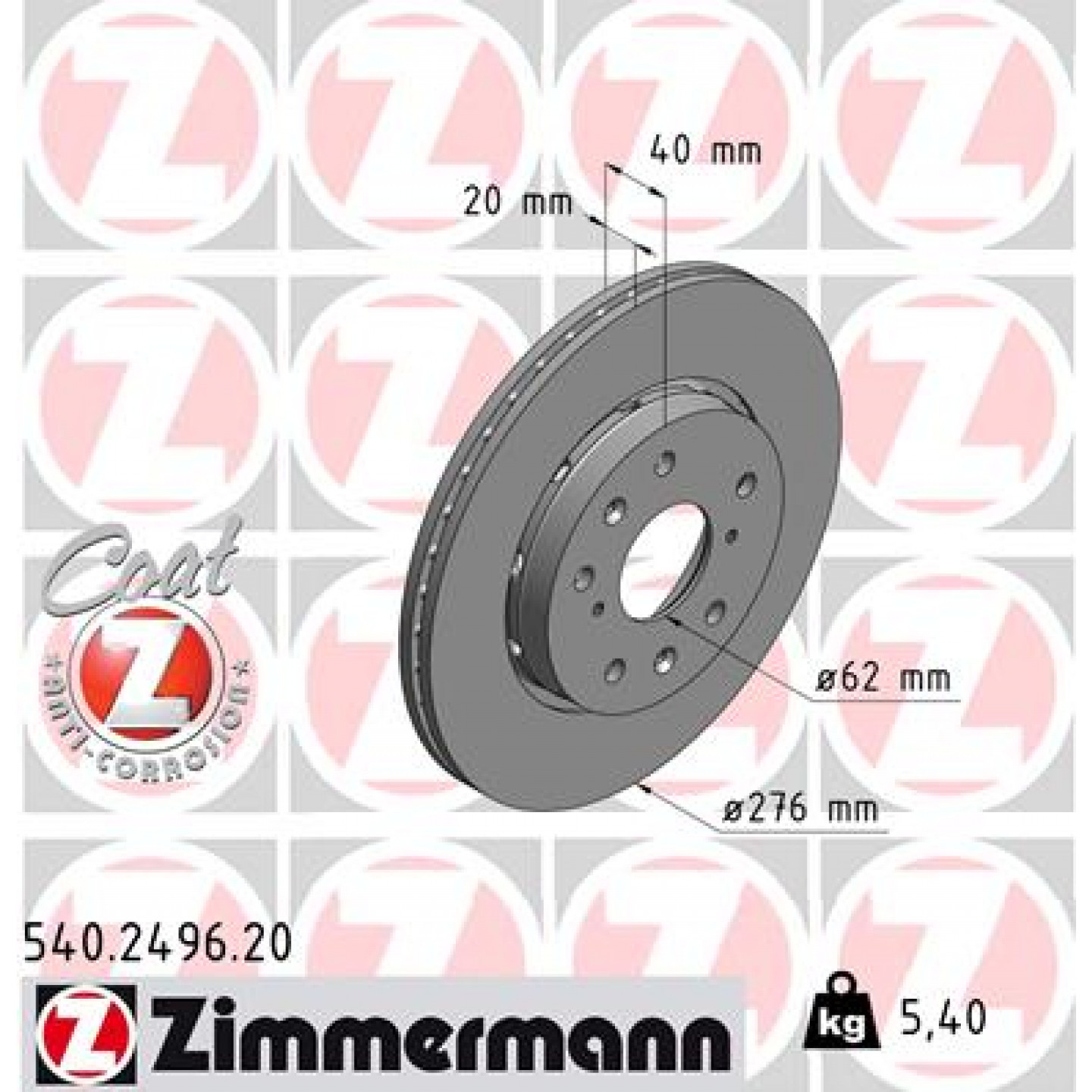 Bremseskive ZIMMERMANN 540.2496.20