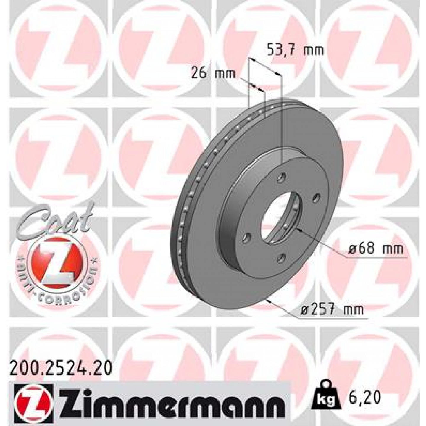 Bremseskive ZIMMERMANN 200.2524.20