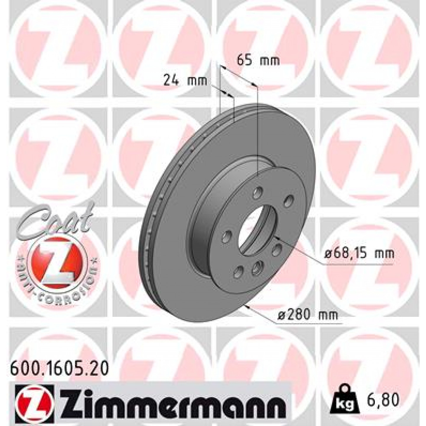 Bremseskive ZIMMERMANN 600.1605.20