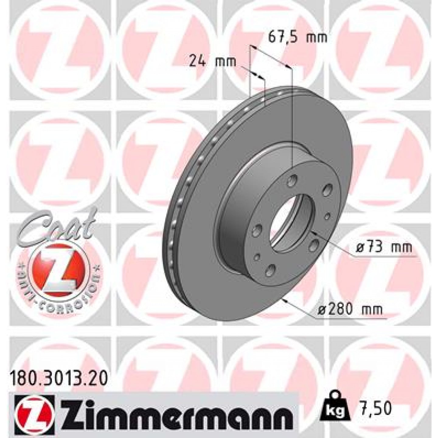 Bremseskive ZIMMERMANN 180.3013.20