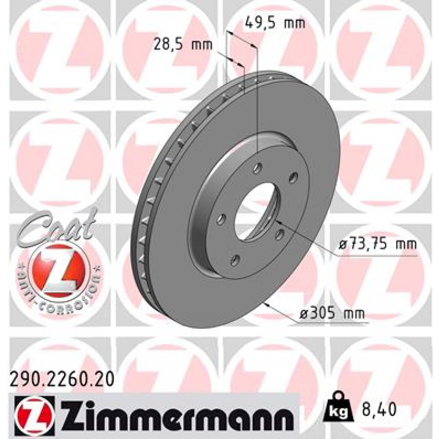 Bremseskive ZIMMERMANN 290.2260.20