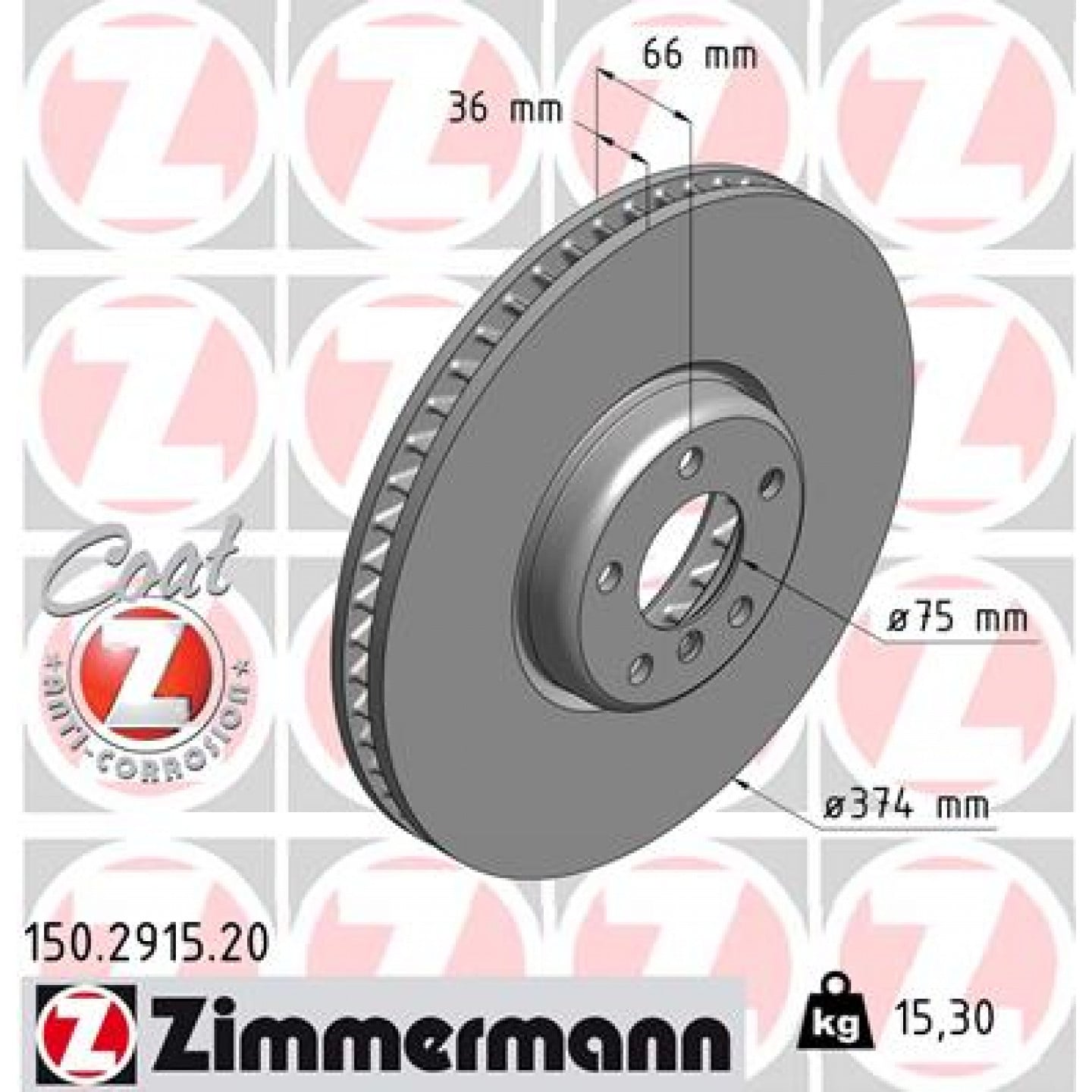 Bremseskive ZIMMERMANN 150.2915.20