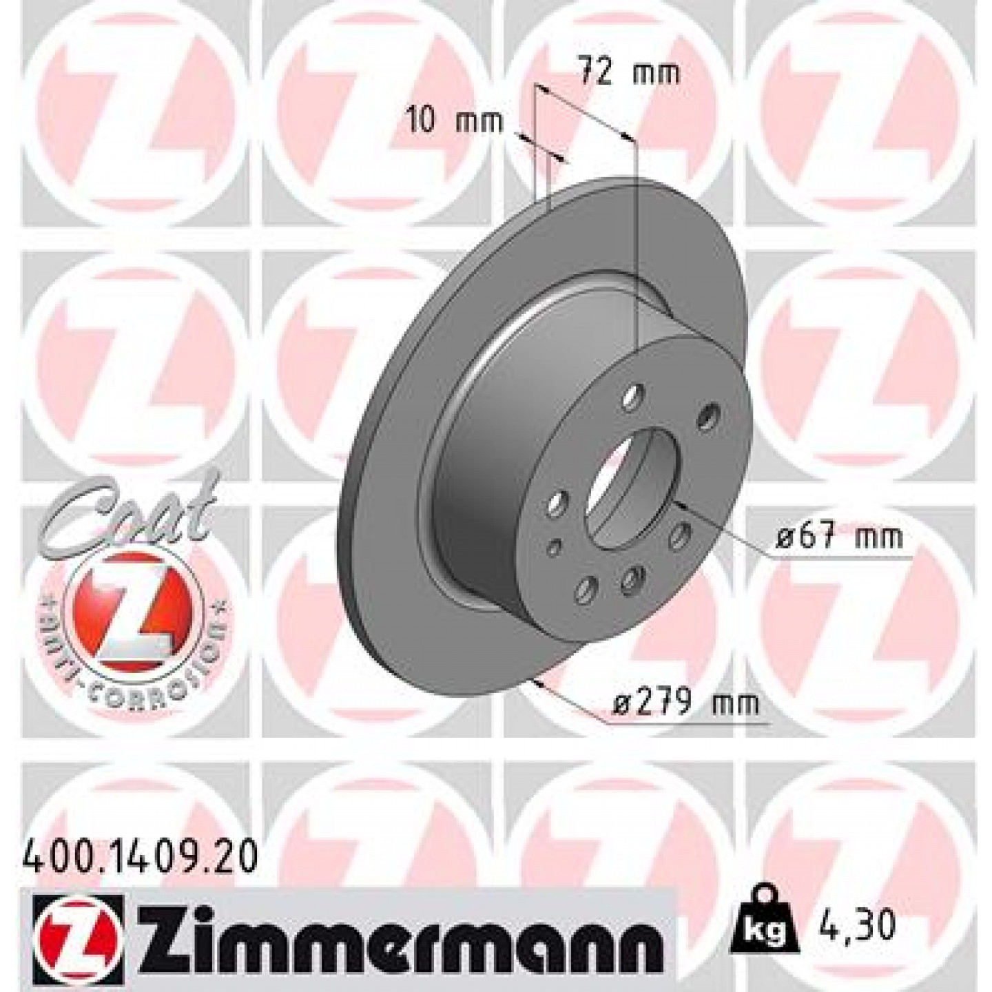 Bremsscheibe ZIMMERMANN 400.1409.20