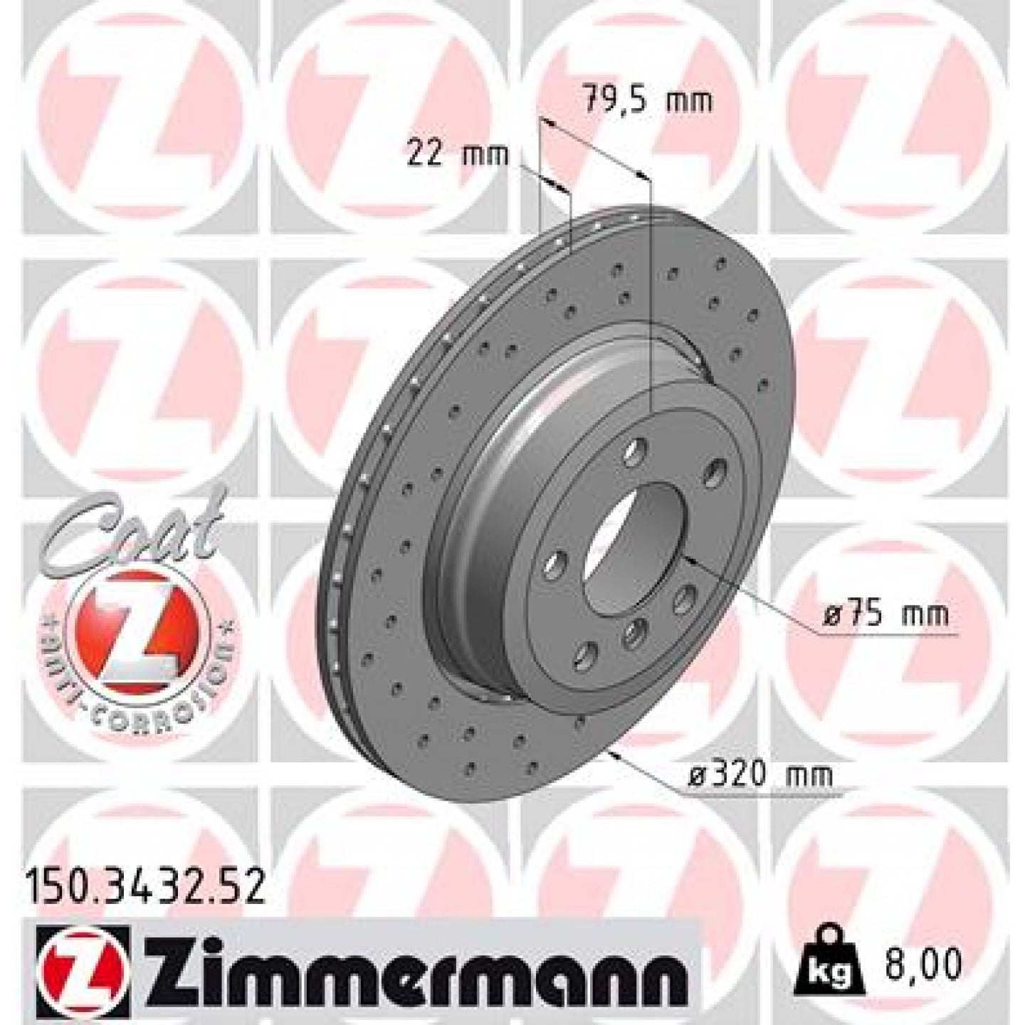 Bremseskive ZIMMERMANN 150.3432.52