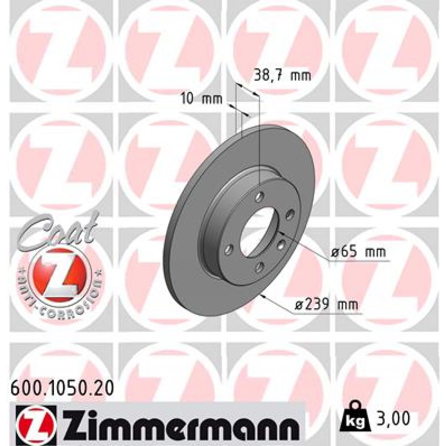 Bremsscheibe ZIMMERMANN 600.1050.20