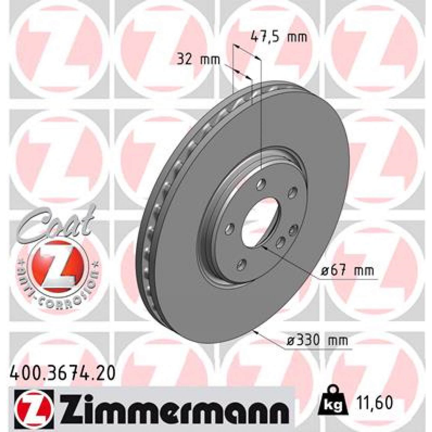 Bremseskive ZIMMERMANN 400.3674.20