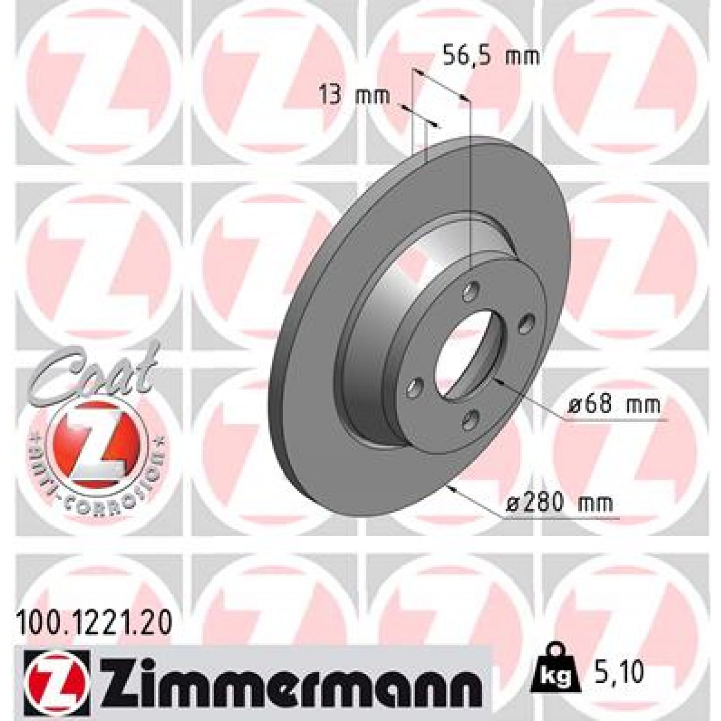 Bremsscheibe ZIMMERMANN 100.1221.20