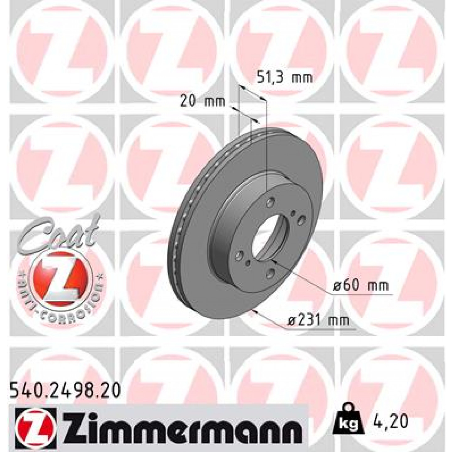 Bremseskive ZIMMERMANN 540.2498.20