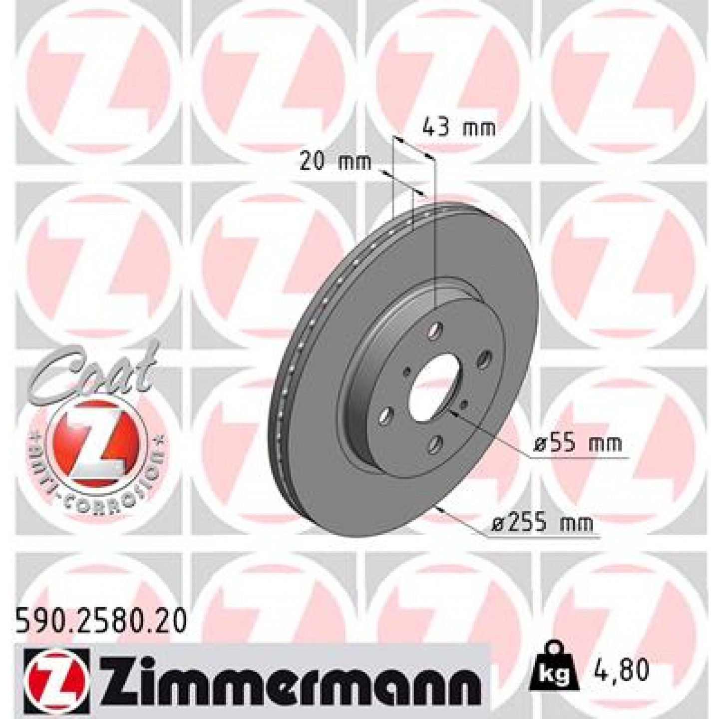 Bremseskive ZIMMERMANN 590.2580.20