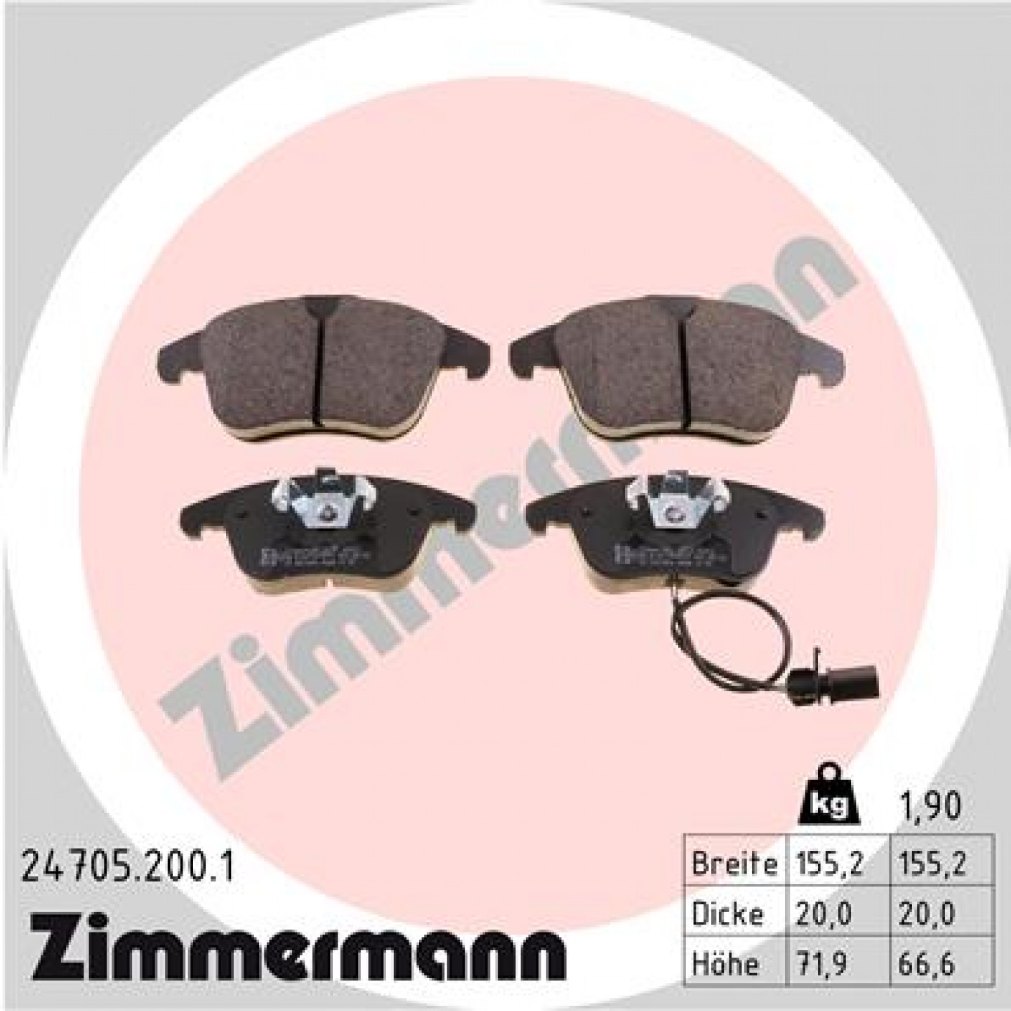 Kit de plaquettes de frein, frein à disque ZIMMERMANN 24705.200.1