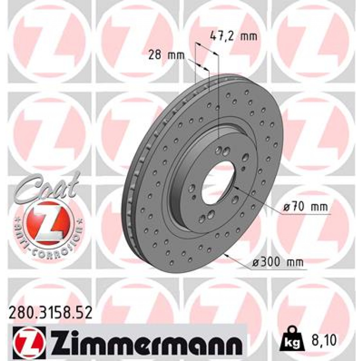 Bremseskive ZIMMERMANN 280.3158.52