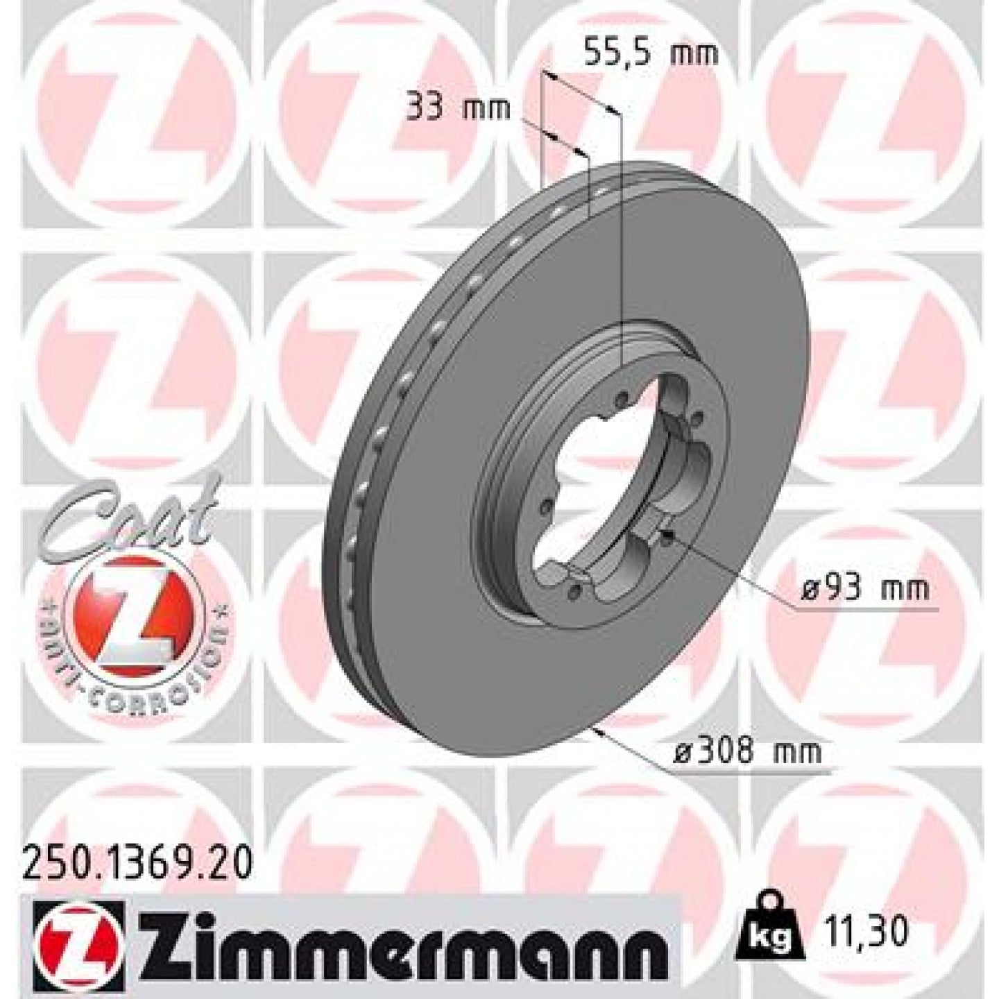 Bremseskive ZIMMERMANN 250.1369.20