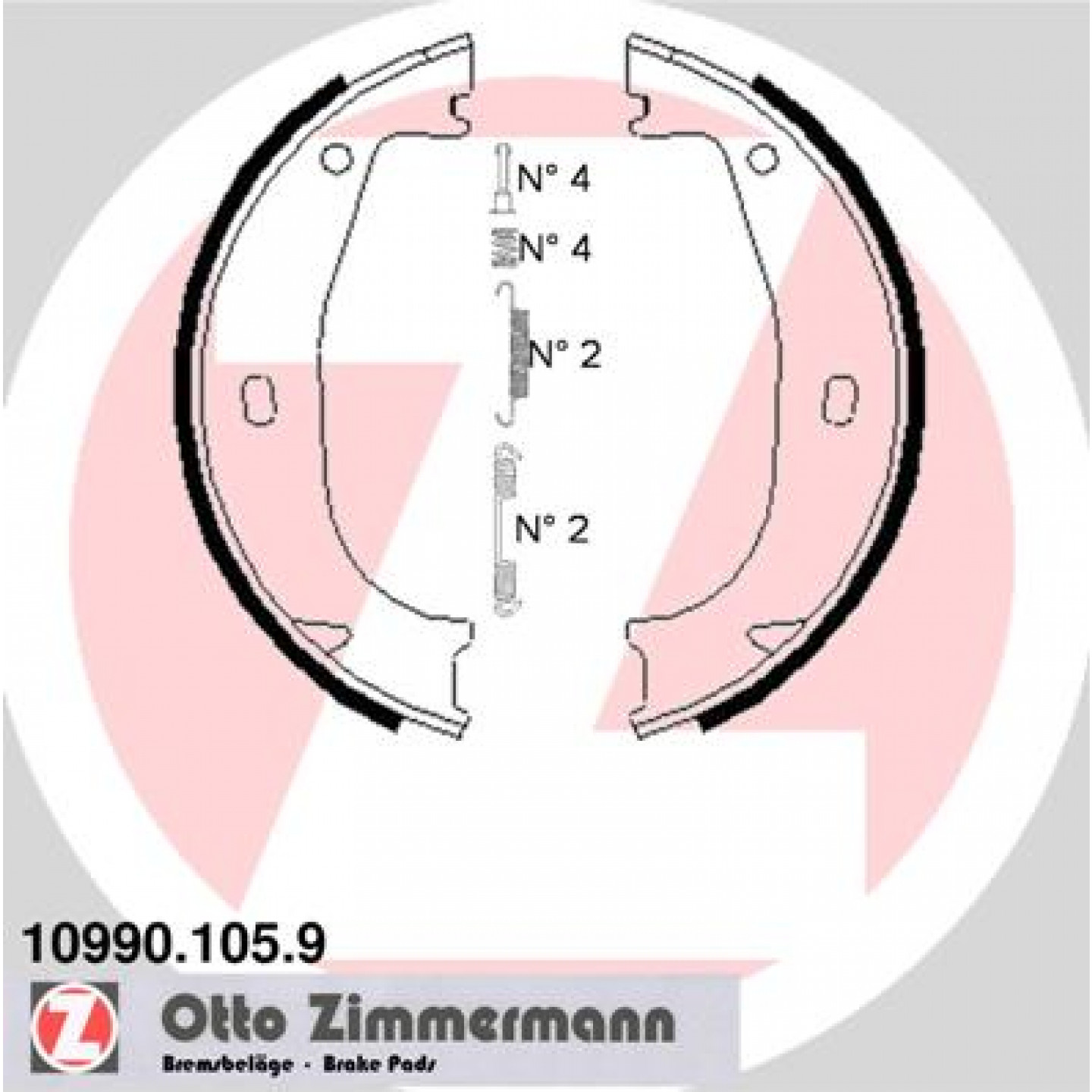 Sada brzdových čelistí, parkovací brzda ZIMMERMANN 10990.105.9