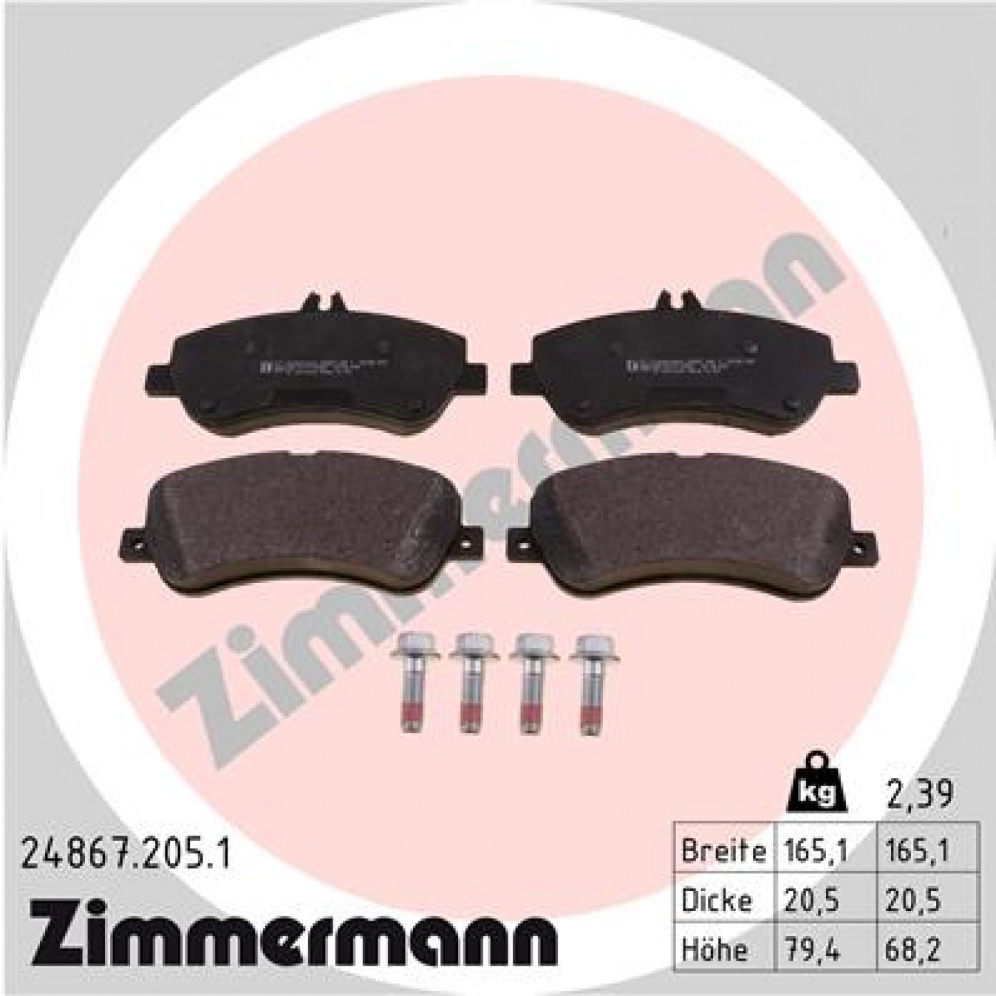 Bremseklodser ZIMMERMANN 24867.205.1