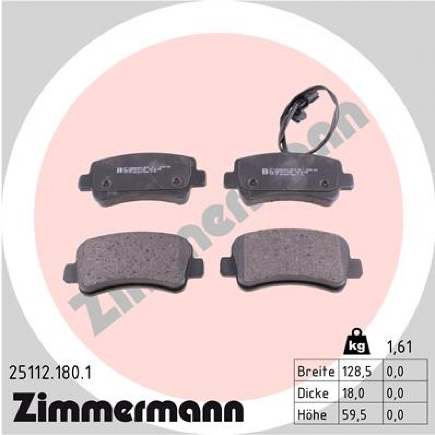 Kit pastiglie freno, Freno a disco ZIMMERMANN 25112.180.1