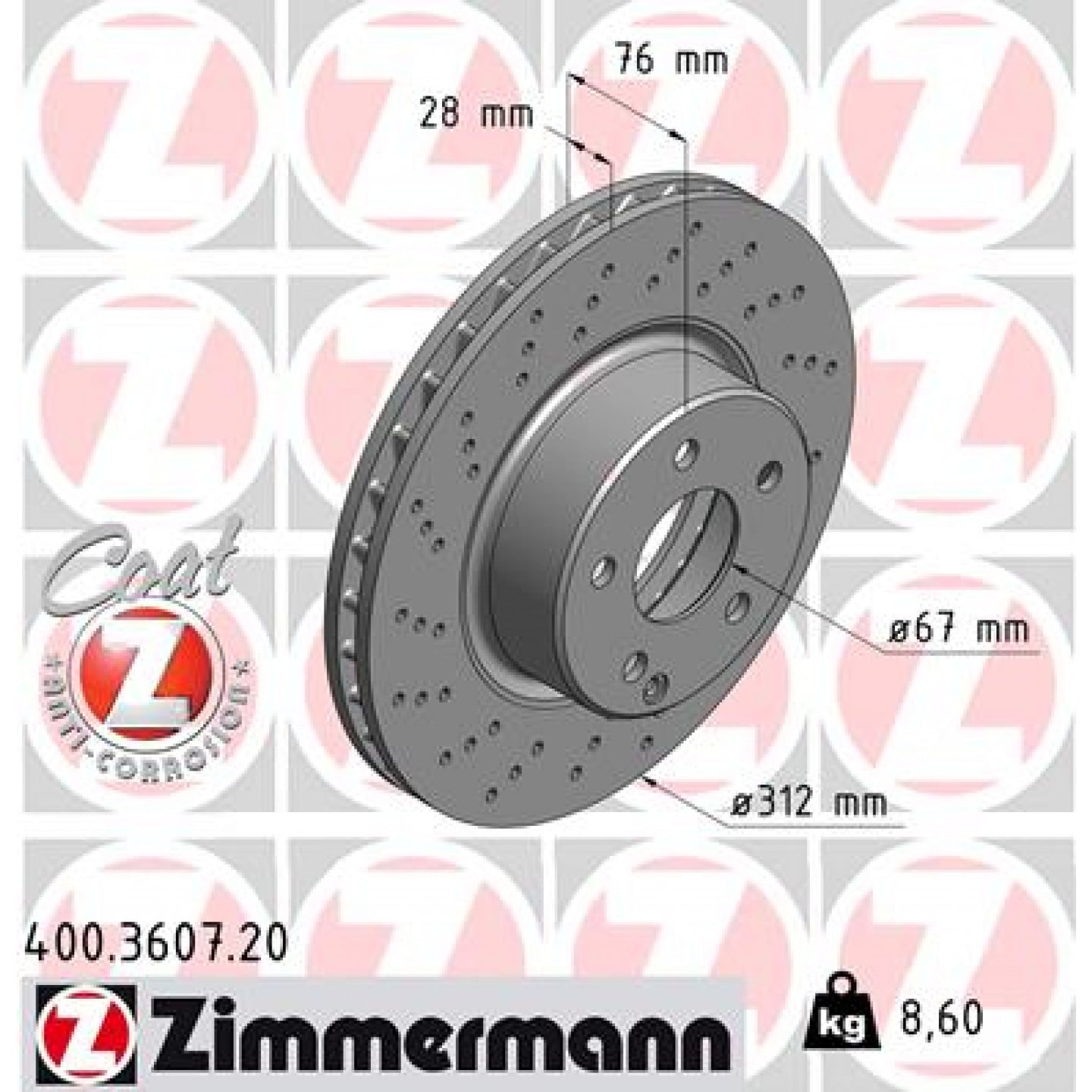 Bremsscheibe ZIMMERMANN 400.3607.20