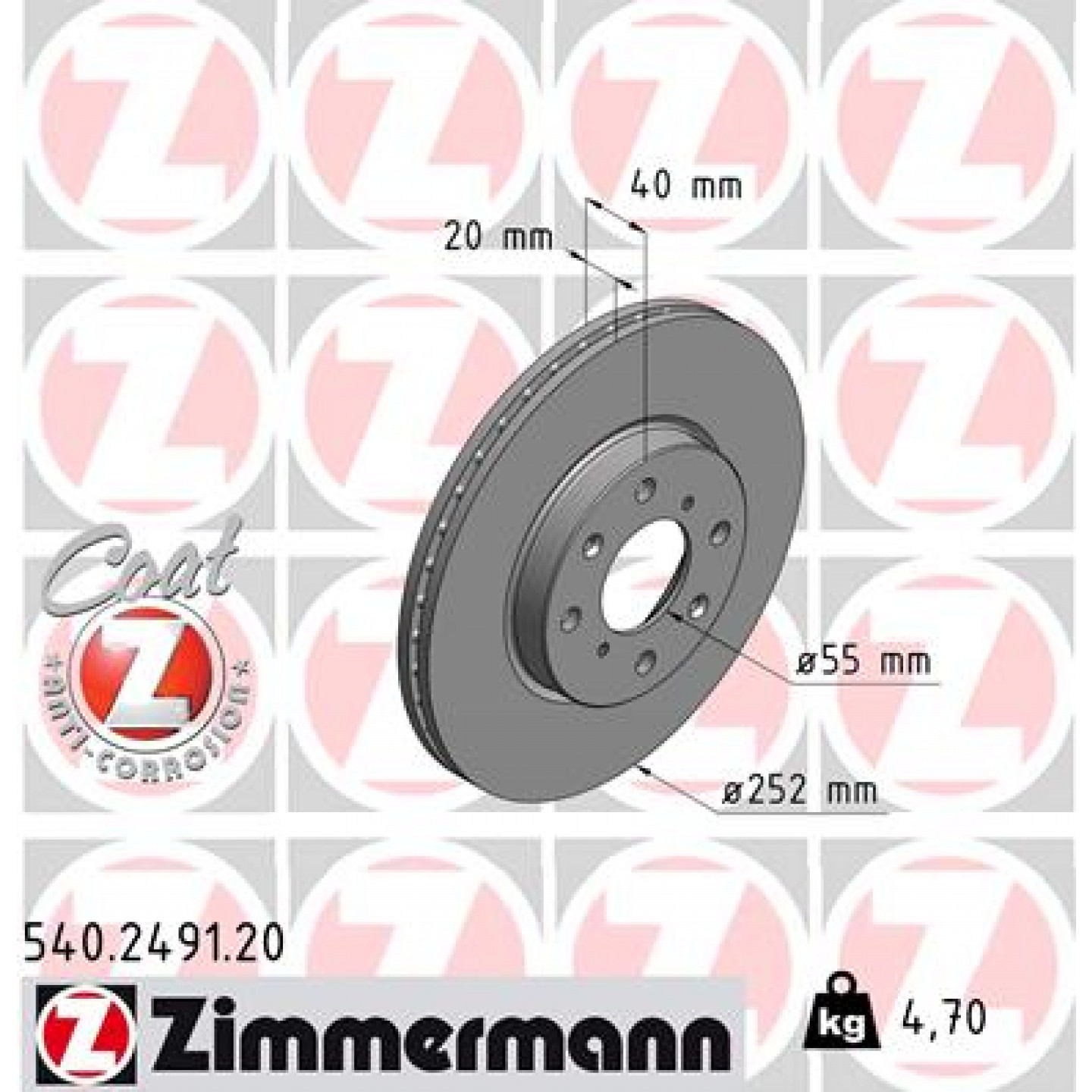 Bremseskive ZIMMERMANN 540.2491.20