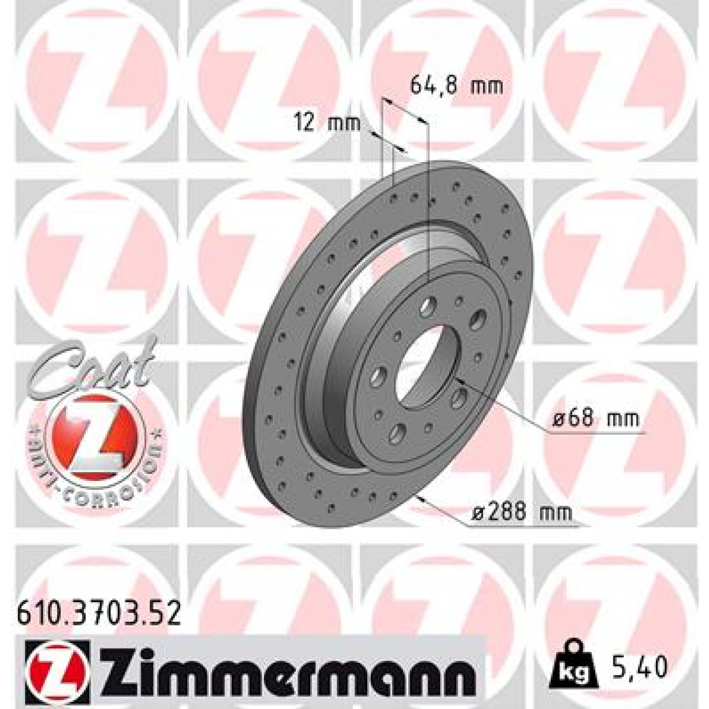 Bremsscheibe ZIMMERMANN 610.3703.52