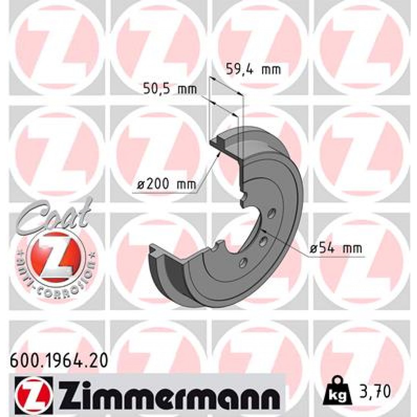 Bremstrommel ZIMMERMANN 600.1964.20