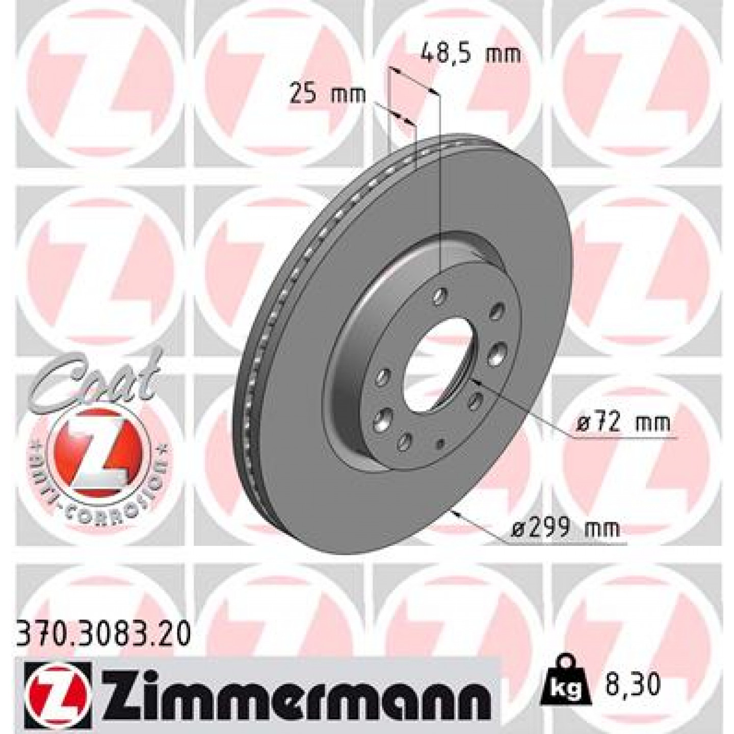 Brzdový kotouč ZIMMERMANN 370.3083.20