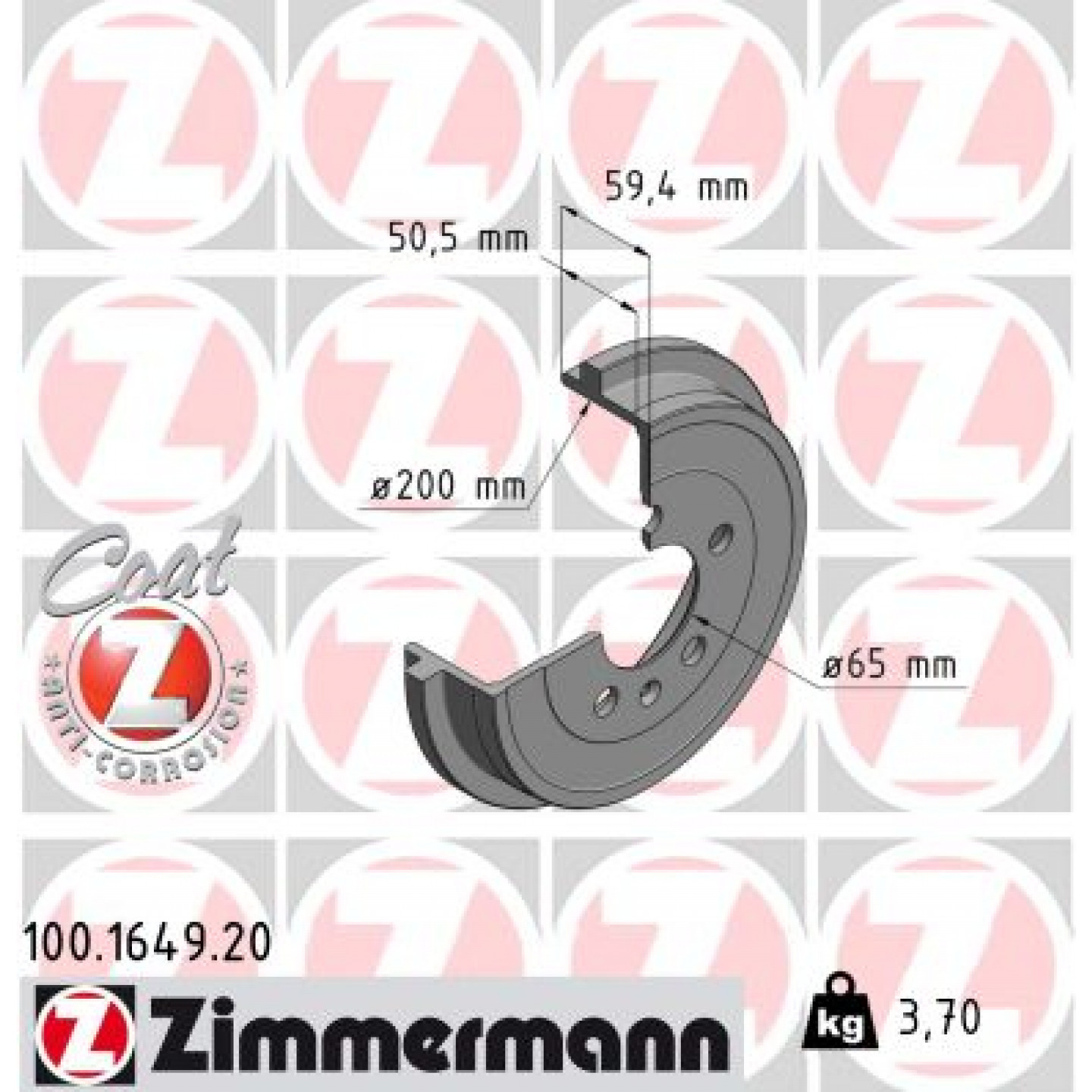 Bremstrommel ZIMMERMANN 100.1649.20