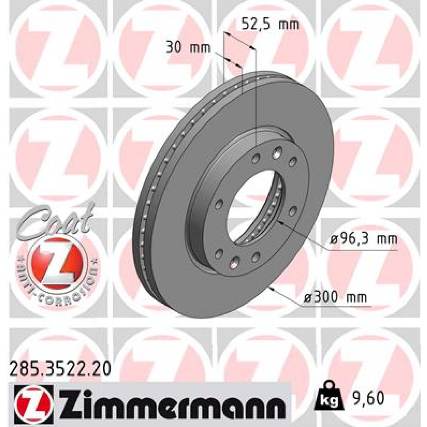 Bremseskive ZIMMERMANN 285.3522.20
