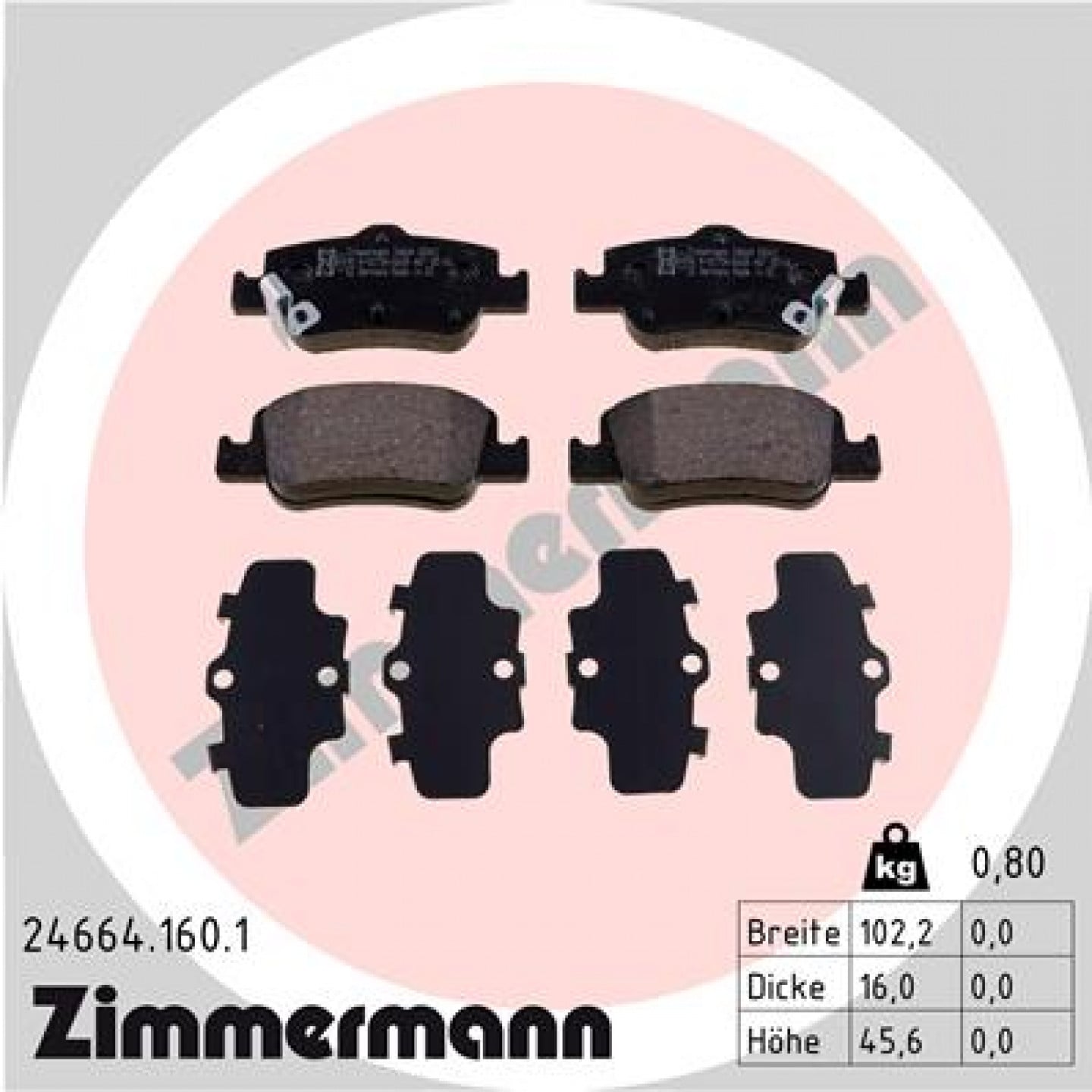 Bremseklodser ZIMMERMANN 24664.160.1