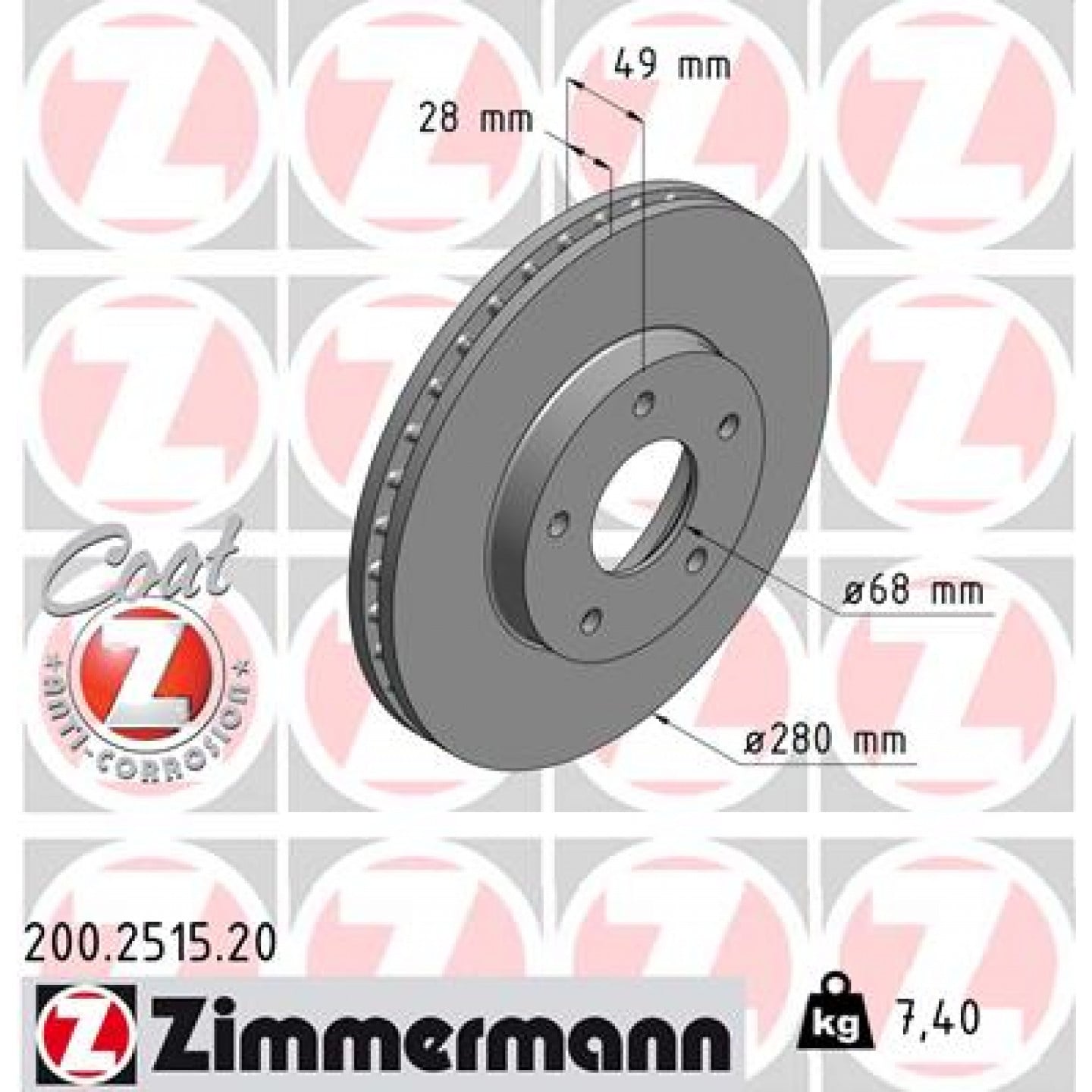 Bremseskive ZIMMERMANN 200.2515.20
