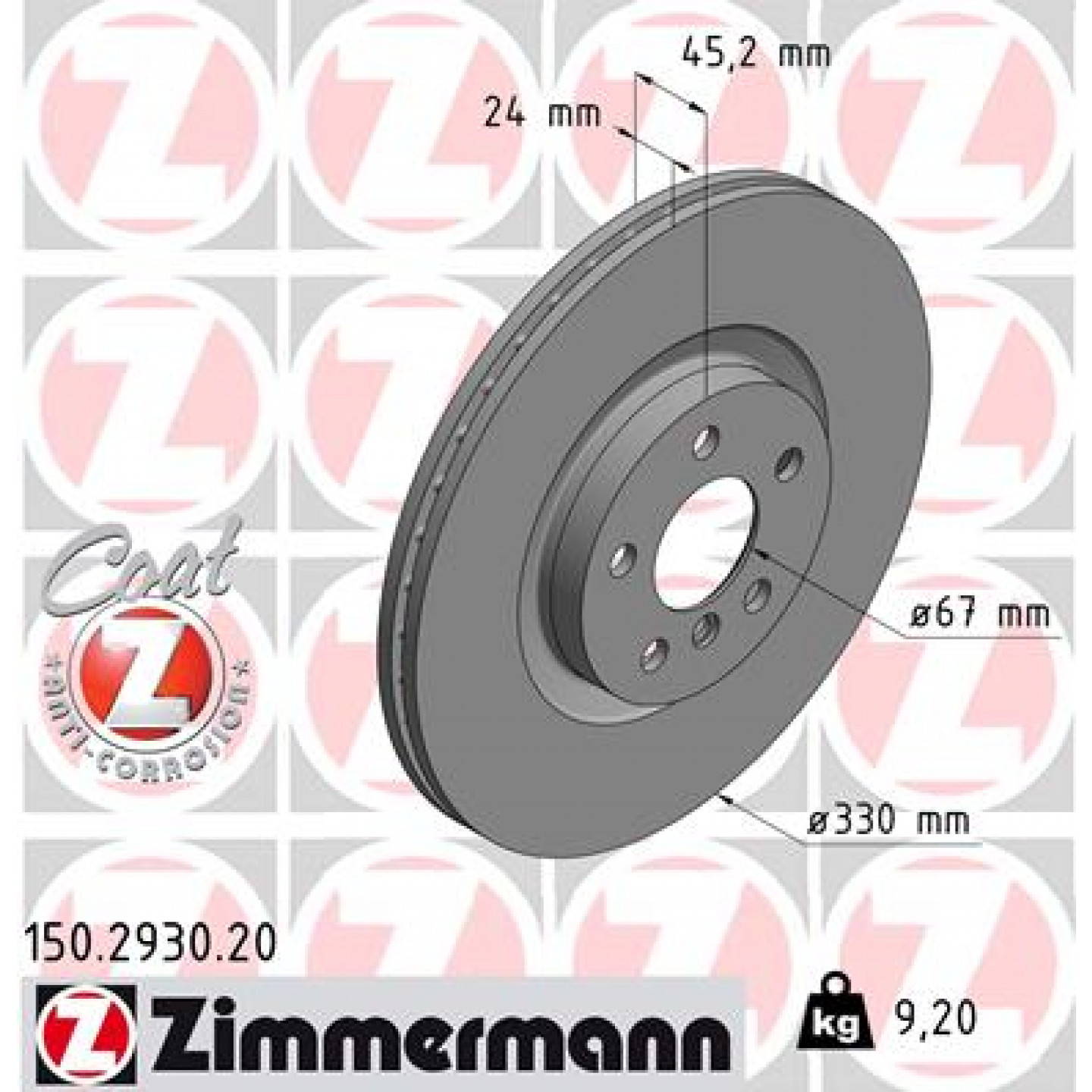 Stabdžių diskas ZIMMERMANN 150.2930.20 - Trodo.lt